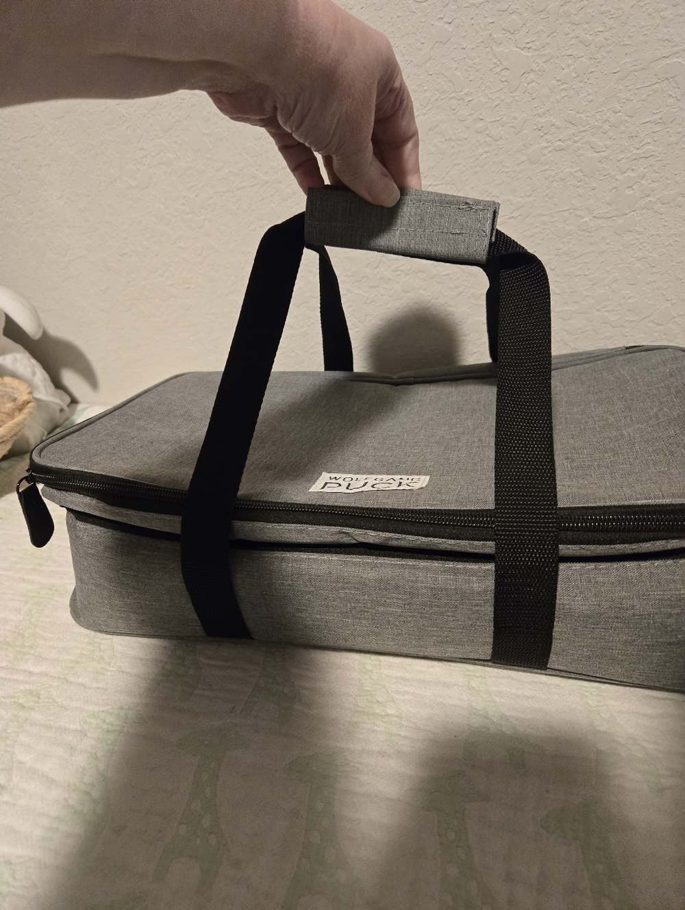 Wolfgang Puck Grey Double Insulated Casserole Carrier With Handles.